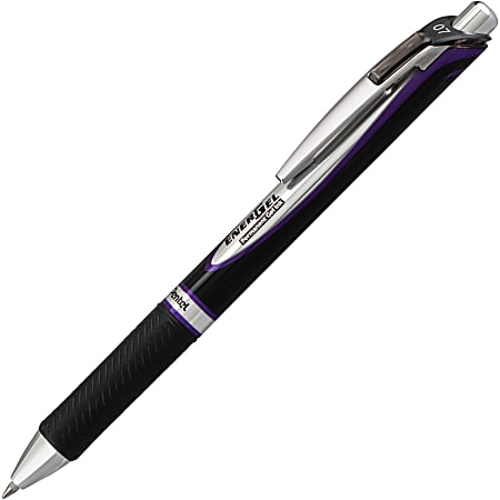 EnerGel® Pro Permanent Retractable Gel Pen, Medium Point, 0.7 mm, Black Barrel, Violet Ink