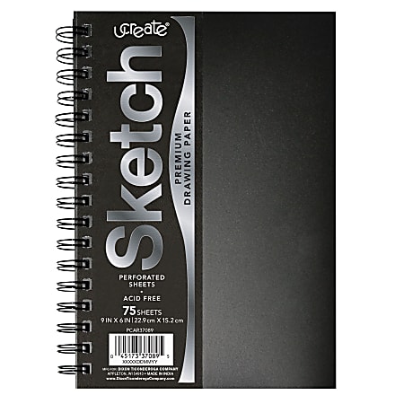 Pacon® UCreate Poly Cover Sketch Books, 6 x 9, 75 Sheets, Black, Pack Of  3 Books