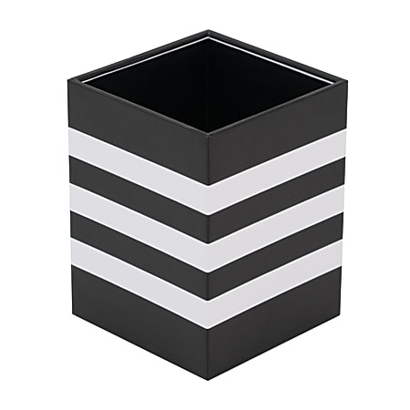 Realspace® Black and White Stripe Pencil Cup