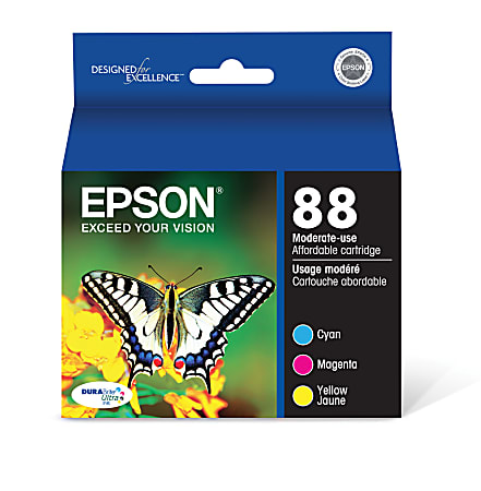 Epson® 88 DuraBrite® Ultra Cyan, Magenta, Yellow Ink Cartridges, Pack Of 3, T088520-S