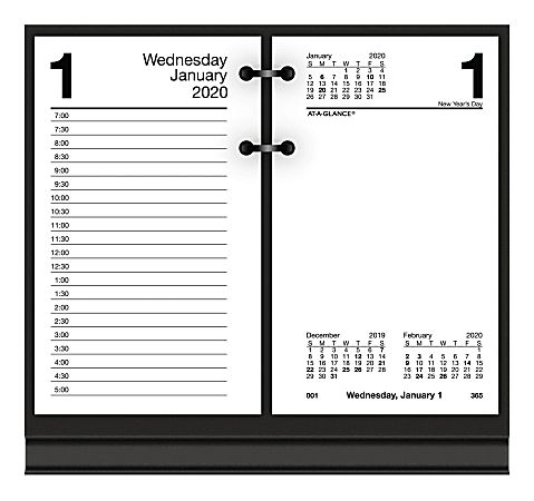 AT-A-GLANCE® Daily Loose-Leaf Desk Calendar Refills, 3-1/2" x 6", January To December 2020, E71750