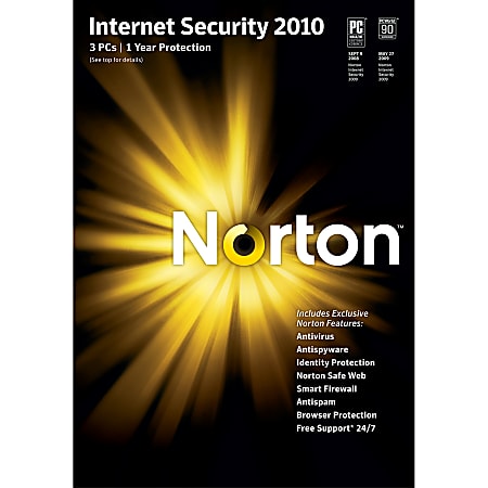 Norton Internet Security™ 2010, For 3 Computers, Traditional Disc