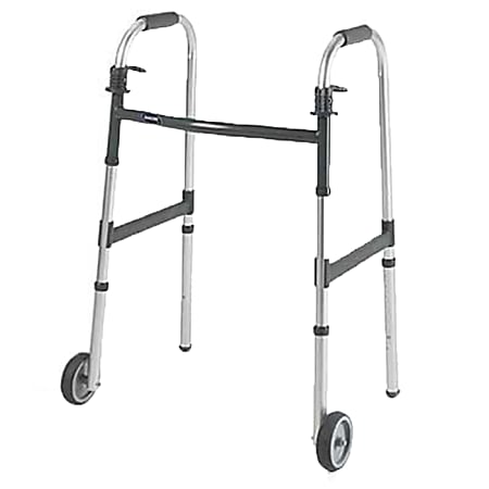 Invacare® I-Class™ Dual-Release Paddle Folding Walker, Adult w-5" Wheels, Fits Users 5'6"-6'6"