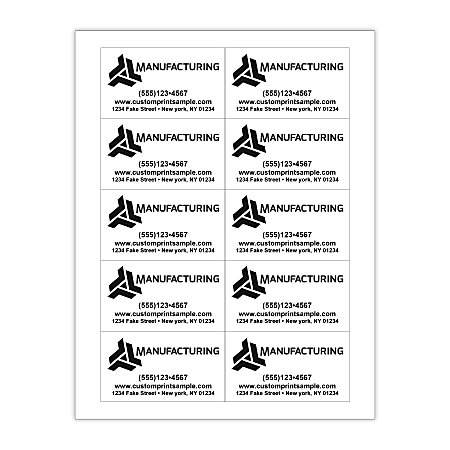 Custom 1-Color Laser Sheet Labels And Stickers, 2" x 3-1/2" Rectangle, 10 Labels Per Sheet, Box Of 100 Sheets