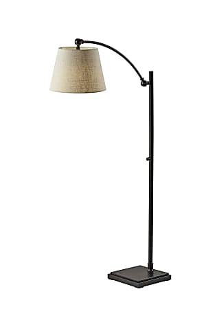 Adesso® York Floor Lamp, 66”H, Beige Shade/Antique Bronze