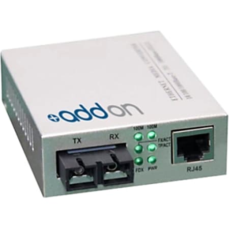 AddOn 10/100Base-TX(RJ-45) to 100Base-FX(SC) MMF 1310nm 2km Media Converter