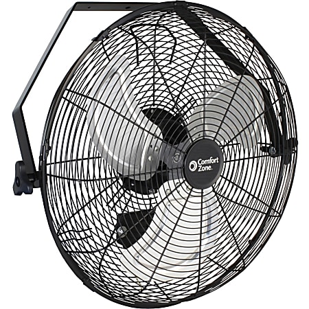Comfort Zone High-Velocity Industrial 3-Speed Wall Mount Fan - 18" Fan Diameter - 3 Speed - Adjustable Airflow, 360° Tilt, 360º Rotational Angle, Heav