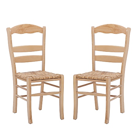 Linon Roy Rush Seat Dining Accent Chairs, Natural, Set Of 2 Chairs