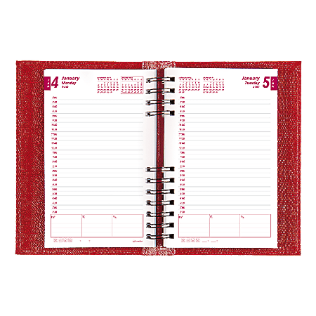 Brownline® CoilPro™ FSC Certified Daily Planner, 8" x 5", 50% Recycled, Red, January-December 2016