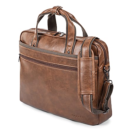 Kvarter brud Ubrugelig Bugatti Valentino Vegan Leather Briefcase 12 12 H x 16 12 W x 5 D Cognac -  Office Depot