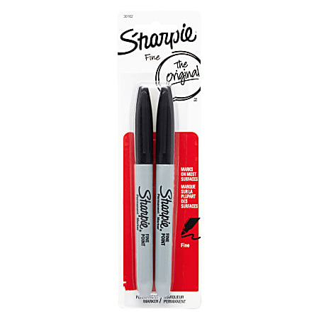 Sharpie® Permanent Fine-Point Markers, Black, Pack Of 2 Markers