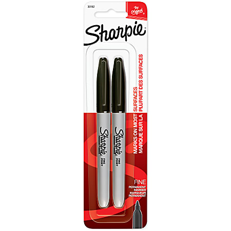 Sharpie® Permanent Fine-Point Markers, Black, Pack Of 2 Markers