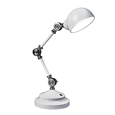 OttLite Wellness 10.75-in Adjustable White Touch Desk Lamp with Shade in  the Desk Lamps department at