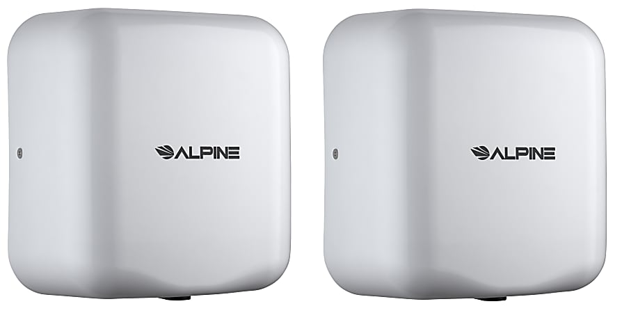 Alpine Industries Hemlock Commercial Automatic High-Speed Electric Hand Dryers, White, Pack Of 2 Dryers