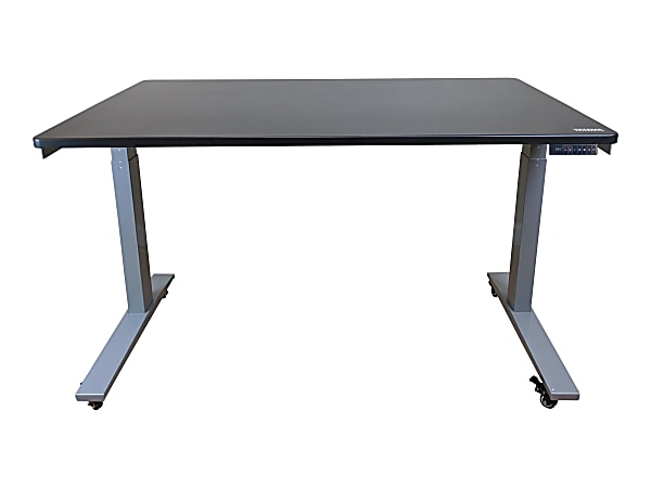 Rise Up Electric Standing Desk 48x30" Black Desktop Dual Motors Adjustable Height Gray Frame (26-51.6") with memory - Upgrade to a truly ergonomic, motorized sit stand up office desk featuring premium motors - one touch adjusting - memory