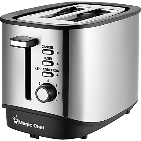 Magic Chef 2-Slice Toaster in Stainless Steel - Toast, Bagel, Reheat, Defrost - Stainless Steel