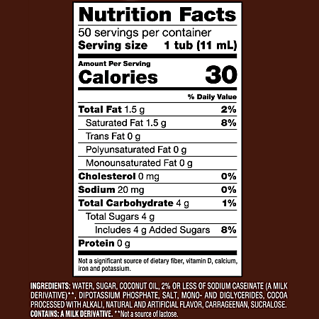 snickers coffee creamer nutritional information