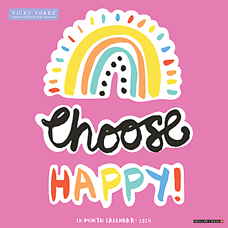2024 Willow Creek Press Art & Design Monthly Wall Calendar, 12" x 12", Choose Happy, January To December