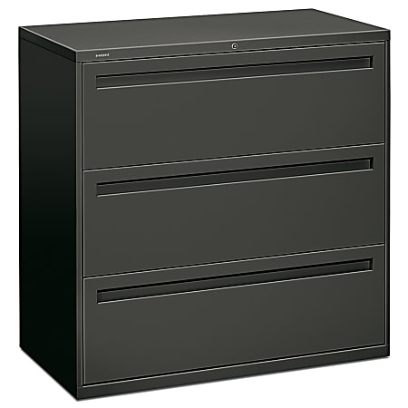 HON® Brigade® 700 42"W Lateral 3-Drawer File Cabinet, Metal, Charcoal