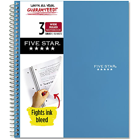 Five Star® Wirebound Notebook, 8&quot; x 10-1/2&quot;, 3