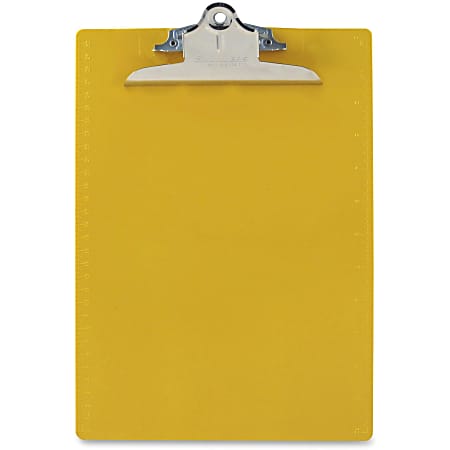 Saunders® Plastic Clipboard, 1"Clip, 96% Recycled, Yellow