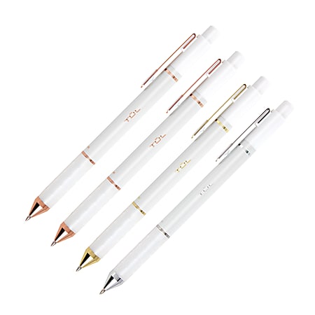 TUL® Pearl Collection Ballpoint Pens, Medium Point, 0.7 mm, Pearl Barrel, Black/Blue Ink, Pack Of 4