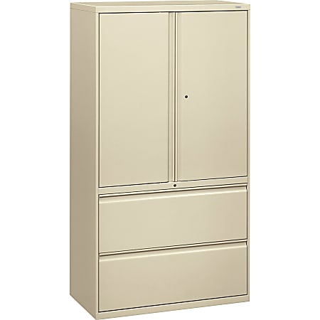 HON® 800 Series Storage Cabinet With Lateral File, 36" Wide, Putty