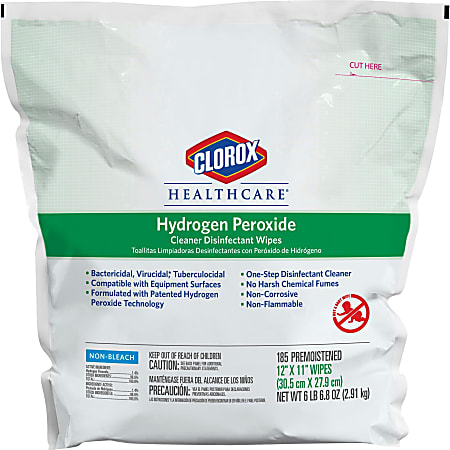Clorox® Healthcare® Hydrogen Peroxide Disinfecting Wipes, 12" x 11", Pack Of 185