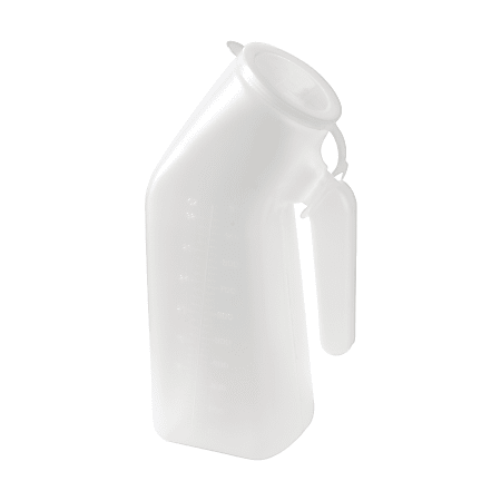 DMI® Portable Male Urinal Bottle With Snap-On Cover, 10 1/2"H x 4"W x 3"D, Clear
