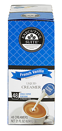 Executive Suite® Liquid Coffee Creamer, French Vanilla Flavor, 0.38 Oz Single Serve, Box Of 48