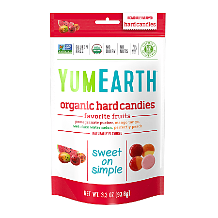 Yummy Earth Organic Favorite Fruit Hard Candies, 3.3