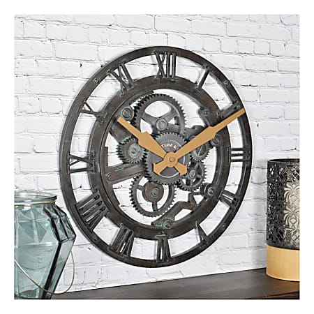FirsTime & Co.® Oxidized Gears Round Wall Clock, Metallic Teal
