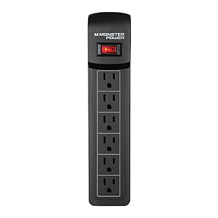 Monster Essentials 600 6-Outlet Surge-Protector Power Strip, 4' Cord, Black