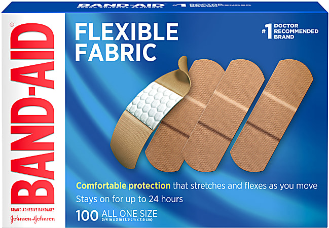 BAND-AID® Brand Flexible Fabric Bandages All One Size, 100 Count