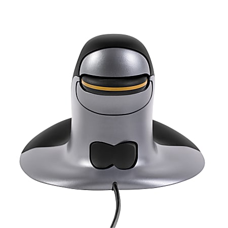 Fellowes® Penguin Ambidextrous Wired Vertical Mouse, Large, Black/Silver, 9894401