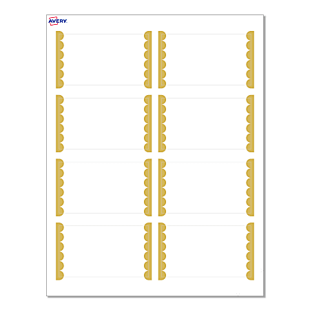 Avery® Print-To-The-Edge Cards With Sure Feed®, S00-D1Y-PRMWC10, 2" x 3-1/2", Matte White, Preprinted Gold Dots Edge Design, Pack Of 80