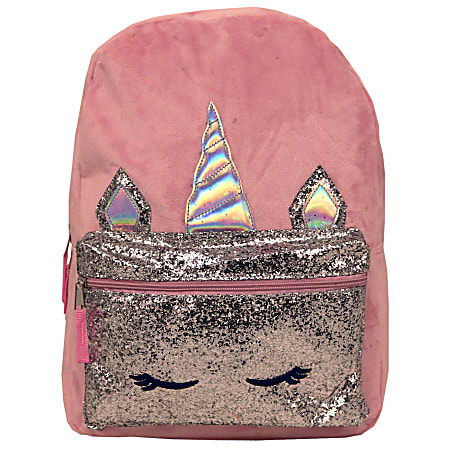 Unicorn Plush Backpack, Pink