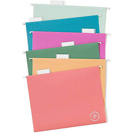 U Brands U-Eco™ Poly Hanging File Folders, Pack Of 12, Letter (8 1/2" x 11"), Assorted Colors