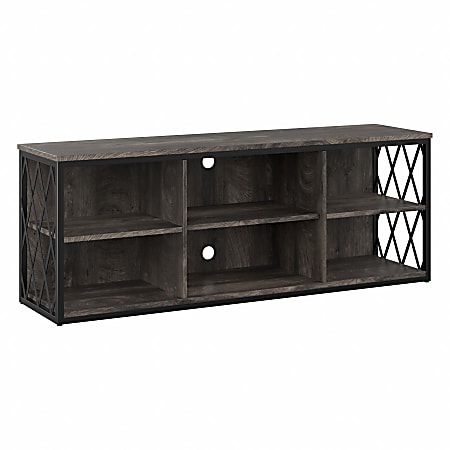 kathy ireland® Home by Bush Furniture City Park 60"W Industrial TV Stand for 70" TVs, Dark Gray Hickory, Standard Delivery