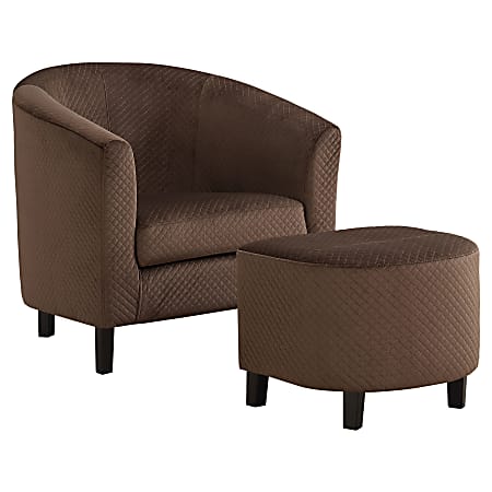 Monarch Specialties Accent Chair And Ottoman Set, Dark Brown Quilted/Black