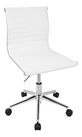 LumiSource Master Contemporary Armless Adjustable Task Chair, White/Chrome