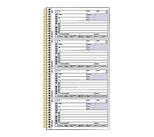 Rediform Gold Standard Telephone Message Book - 600 Sheet(s) - Spiral Bound - 2 PartCarbonless Copy - 2.75" x 5.66" Form Size - 5.66" x 11" Sheet Size - Blue Cover - 1 Each