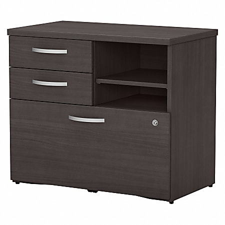 Bush Business Furniture Studio C 29-5/7"W x 17"D Lateral File Cabinet With Drawers and Shelves, Storm Gray, Standard Delivery