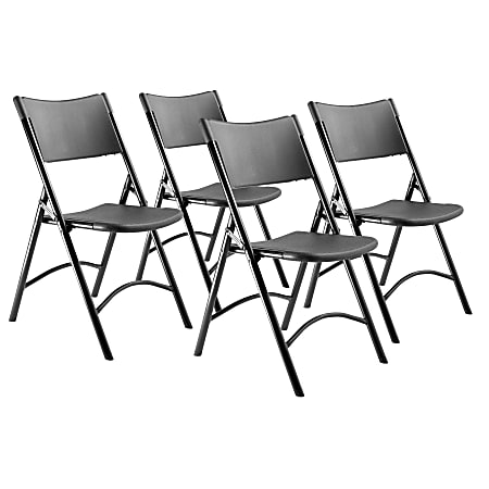 National Public Seating 600 Series Heavy-Duty Plastic Folding Chairs, Black, Set Of 4 Chairs