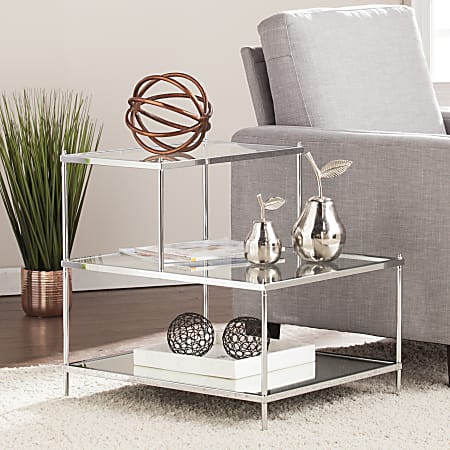 SEI Furniture Knox Glam Mirrored Accent Table, Rectangular, Chrome