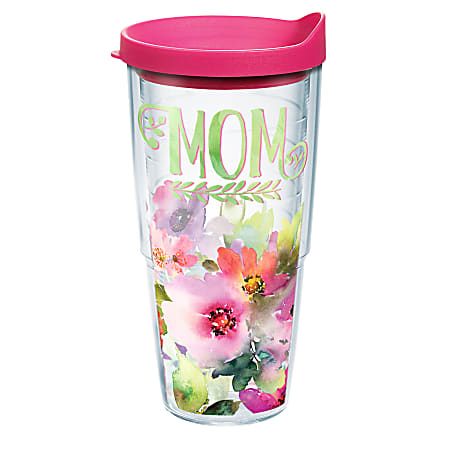 Tervis 24oz Multi Color Floral ~ MOM ~ Tumbler Cup w/ Lid NEW