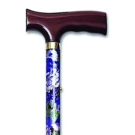 Alex Orthopedic Folding Travel Cane, 36"-37", Fritz Handle, Mauve Floral