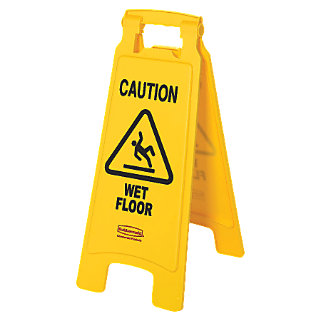 Rubbermaid® Caution Wet Floor Safety Sign, 25" x 11", Yellow