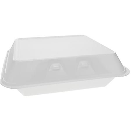 Pactiv Hinged Foam Food Container - Food Storage - White - Polystyrene, Foam Body - 250 / Carton
