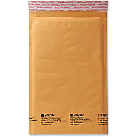 Sealed Air JiffyLite Cellular Cushioned Mailers - Bubble - #1 - 7 1/4" Width x 12" Length - Peel & Seal - Kraft - 25 / Carton - Kraft